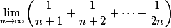 \lim_{n \to \infty} \left ( \frac{1}{n+1} + \frac{1}{n+2} + \dots + \frac{1}{2n} \right )
